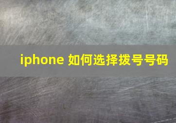 iphone 如何选择拨号号码